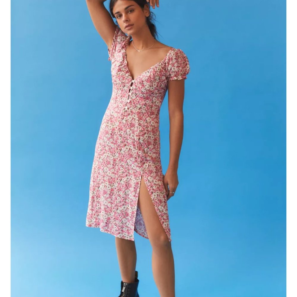 Kiss The Sky V-Neck Midi Dress NWOT Size S